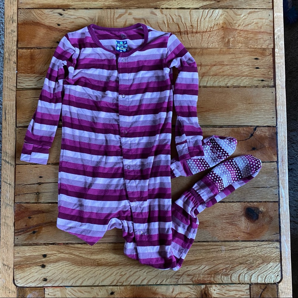 Kickee Pants 2T Girl Striped Purple Footed Pajamas